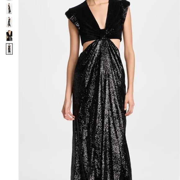 NWT A.L.C. Alexis Black Sequin Cutout Dress Size 2 - Picture 5 of 14